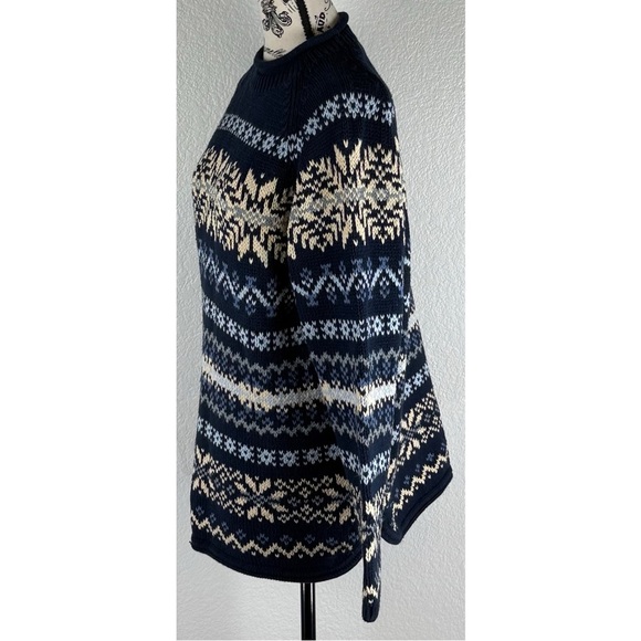 Eddie Bauer Men’s Vintage Nordic Fair Isle Snowflake Ski Sweater, size Large - Picture 3 of 9